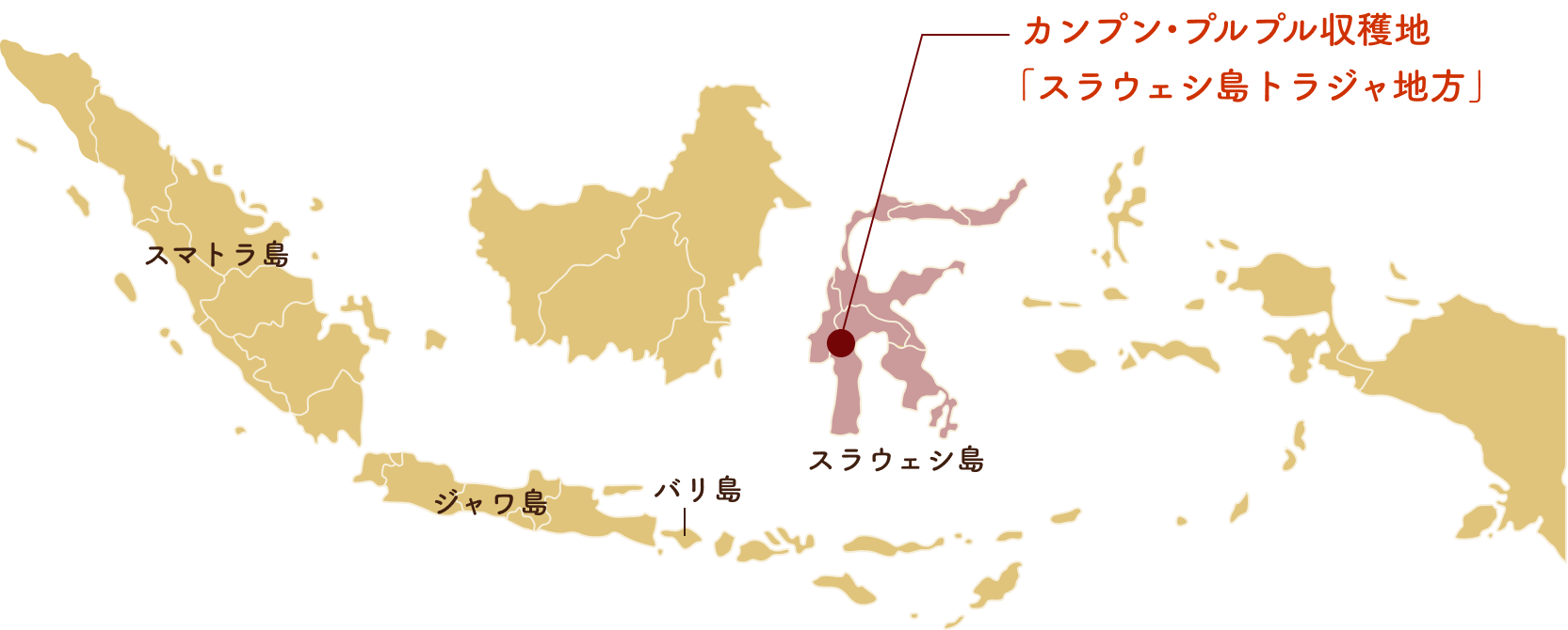 パリ スラウェシ島のトラジャ地方の場所を示した画像